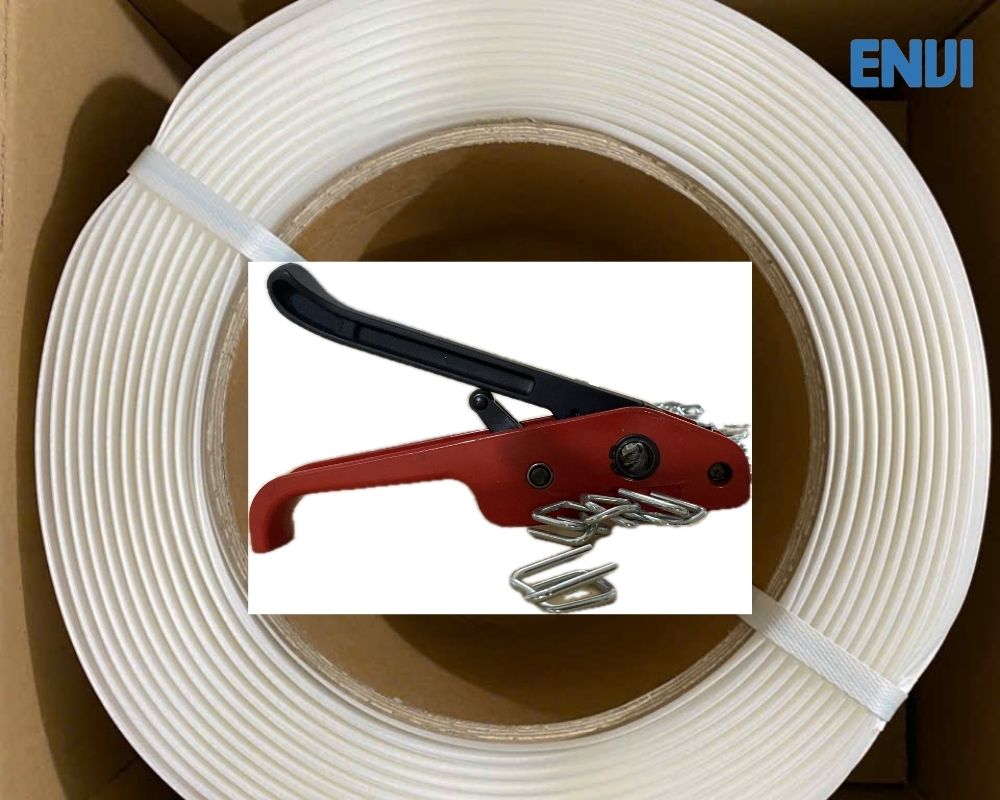 Sản phẩm dây đai composite 16mm và Kìm siết đai tại Envi vina