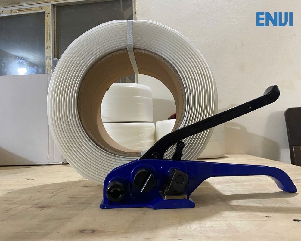 Cuộn dây đai composite 25mm, dày 1.0mm dài 400m, chịu lực 1250kg